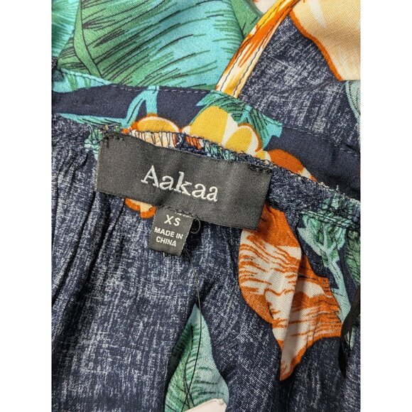 Aakaa Tropical Halter Maxi Dress Women Size XS Floral Open Back Resort Coastal - Picture 8 of 14